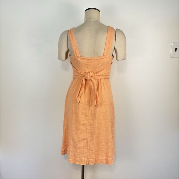 Anthropologie Size 4 Meadow Rue Ingalls Front Tie Apron Dress Pockets Orange - Picture 10 of 11